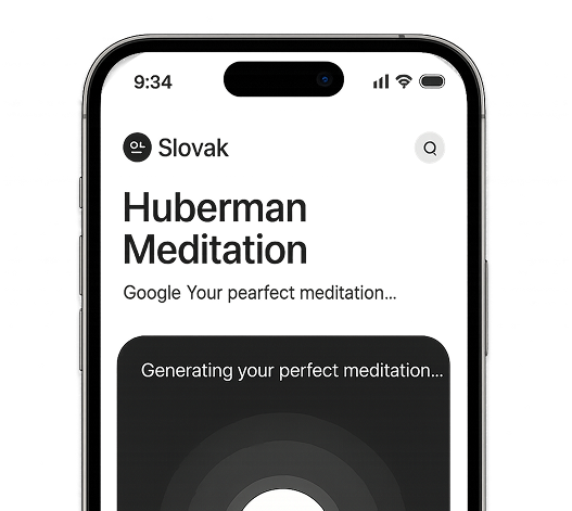 Omnative mobile app showing AI meditation generator interface